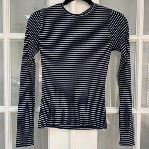 Hollister Striped Long Sleeve Crew Neck Ribbed T-Shirt